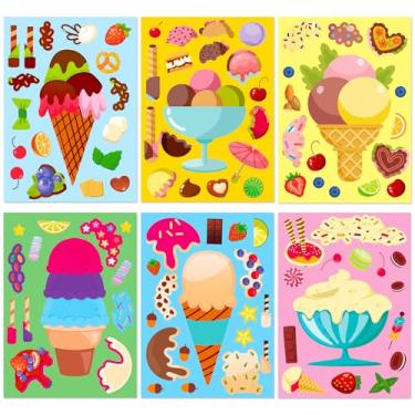 Imagem de Conjunto de adesivos com tema de sobremesa de 6 folhas para decoração de garrafas de água