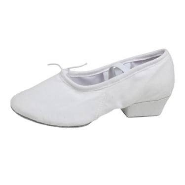 Imagem de Sapatos femininos primavera verão com cadarço sola macia, estilo professor, casual, confortável, sapatos de dança de salto baixo, Branco, 36