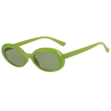 Imagem de HPIRME Óculos femininos retrô com armação oval pequena, estilo masculino/feminino, proteção UV400 (verde).