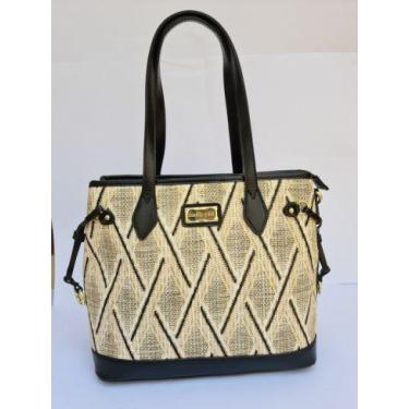 Imagem de Bolsa Feminina Com Detalhes Em Palha Fina Sintética Casual, Preto