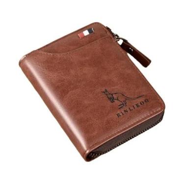 Imagem de Carteira Masculina De Couro Genuíno, Porta-cartões RFID, Bolsa De Moed