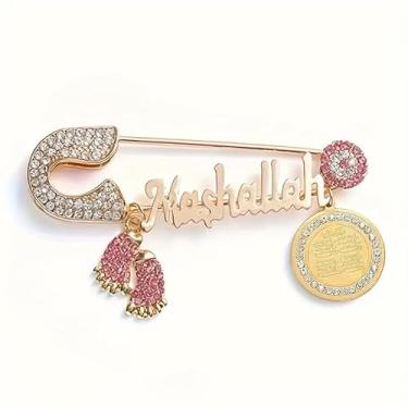 Imagem de Broche feminino requintado e deslumbrante de zircão, olho turco, medalha de escritura islâmica muçulmana - acessórios para vestido de banquete de festa de formatura feminino, elegante, charmoso e