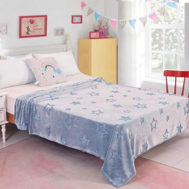 Imagem de Manta Infantil 150x200cm Flannel Fantasy Cinza com Estrelas Cazza
