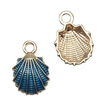 Imagem de Pingentes De Esmalte Azul Escuro 20 Peças: Estrela, Flor E Coração Par