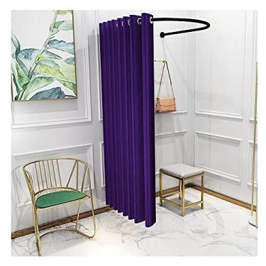 Imagem de Barraca de privacidade portátil com haste de cortina tipo U, camarim ajustável para lojas de roupas e shoppings, rosa - solução para provador de 85 x 80 cm