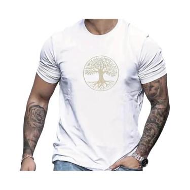 Imagem de Camiseta Esportiva Masculina De Verão Em Algodão Com Estampa De Pinhei