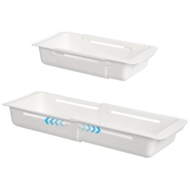 Imagem de Organizador de gaveta profunda expansível com 2 peças, caixa de armazenamento de plástico ajustável, de 12,4 a 45 cm, organizador de gaveta deslizante para cozinha, banheiro, quarto, escritório