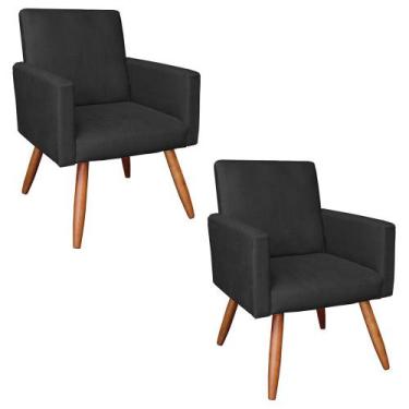 Imagem de Kit 02 Poltronas Larissa Suede Pés Palito Castanho D'Rossi - DRossi, P