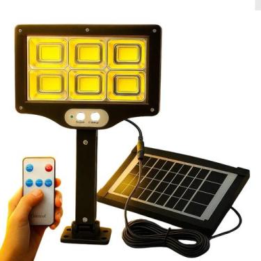 Imagem de Luminária Placa Solar Quadrada 300W Controle Remoto Painel - Luatek