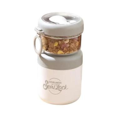 Imagem de Tigela Térmica Portátil De Aço Inoxidável Com Tampa E Colher Para Café