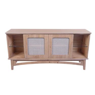 Imagem de Rack Veneza 2 Portas E Prateleira De Vidro - 6007 Cor Cera - Clara