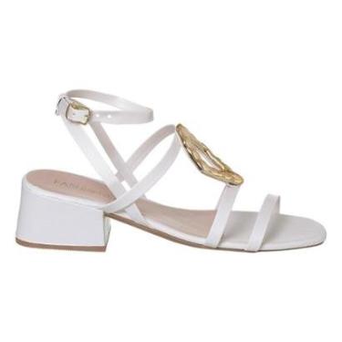 Imagem de Sandalia Salto Bloco Feminino Pedraria Peça Metal Saltinho-Feminino