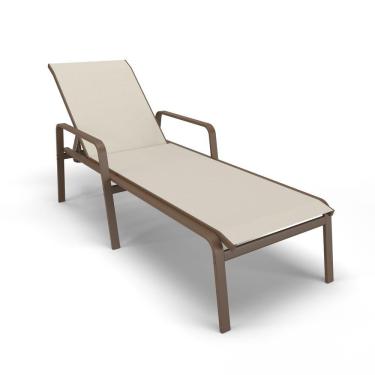 Imagem de Espreguiçadeira Piscina Praia Alumínio Marrom Tela Bege