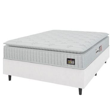 Imagem de Cama Box Casal Queen Colchão Espuma D33 Pillow Top Van Gogh 158x198x62cm Branco Hellen – Suporta Até 120 Kg Por Pessoa