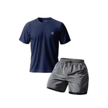 Imagem de Conjunto Camiseta Dry Masculina Raglan E Short Mauricinho Academia Verão Praia Básico-Masculino
