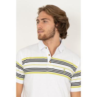 Imagem de Camisa Polo Aleatory Listrada Ghent Branco-Masculino