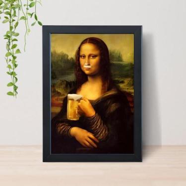 Imagem de Quadro Monalisa Pop Art Moderna Decorativa A4 com Vidro 02 Cor: Preto 