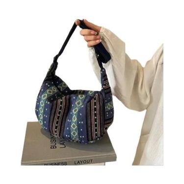 Imagem de Bolsa De Ombro Dobrável Com Padrão Listrado E Fecho De Zíper Com Tema 