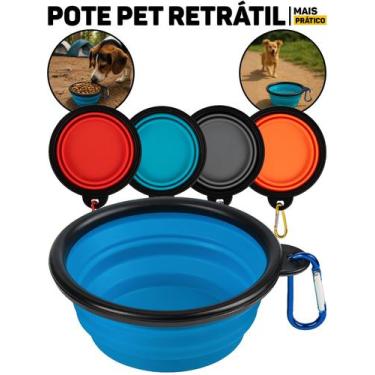 Imagem de Comedouro Bebedouro Pet Portátil Dobrável Retrátil P/ Passeio Viagem C