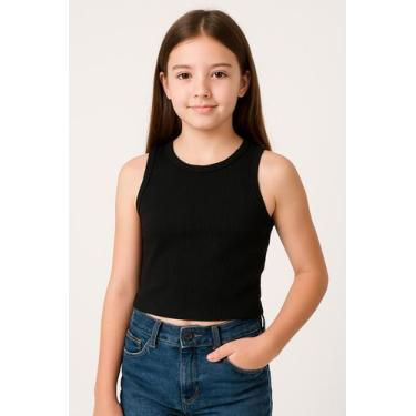 Imagem de Cropped Regata Teen Canelado Premium Cor:Pretotamanho:10 - CACHARREL S