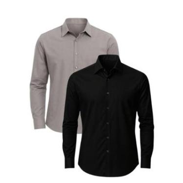 Imagem de Kit 2 Camisas Social Masculina Manga Longa Crocker-Masculino