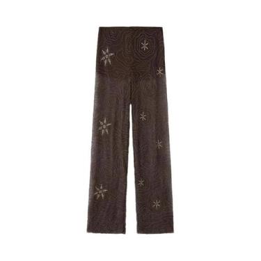 Imagem de Calças Baggy De Tule Com Lantejoulas Para Mulheres, Semi Transparentes