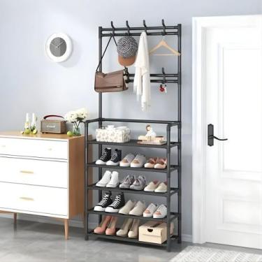 Imagem de Prateleira Organizadora 5 Níveis para Calçados e Roupas - Preta - Glob