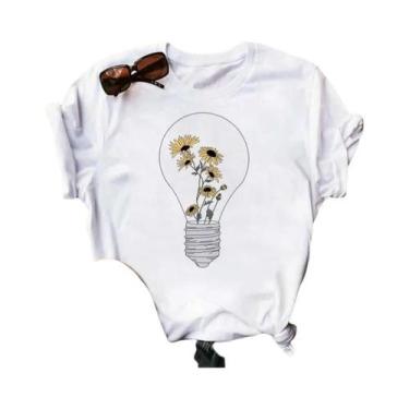 Imagem de Camiseta Feminina Preta Com Estampa De Borboleta E Girassol Kawaii, Co