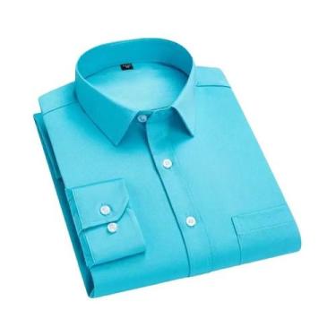 Imagem de Camisa Social Masculina Slim Fit Antirrugas De Manga Longa Branca Clás