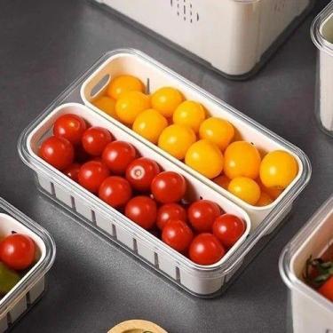 Imagem de Cesto Organizador Geladeira Armário Caixa Guarda Marmitas Potes Frutas