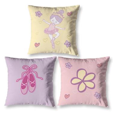 Imagem de Kit 3 Capa de Almofada Estampadas Infantil 40cm x 40cm Zíper invisível