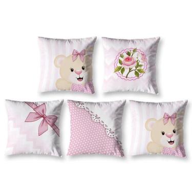 Imagem de Kit 5 Capa de Almofada Estampadas Infantil 40cm x 40cm Zíper invisível