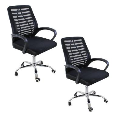 Imagem de Kit 2 Cadeiras De Escritório Esteirinha Mesh Ergonomica Giratoria