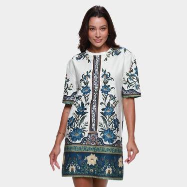 Imagem de Vestido Tshirt Farm Casual Feminino, Off white, G