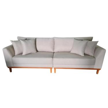 Imagem de Sofá  Pierri Bipartido Tecido Linho Pé Base Madeira  230cm - 4R Estofa
