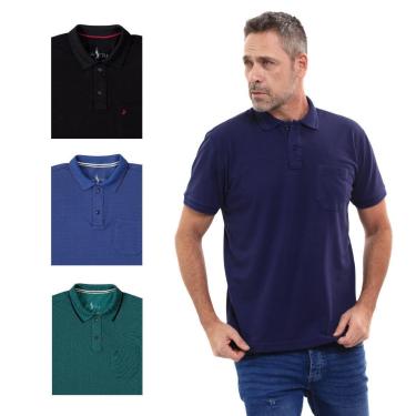 Imagem de Kit 4 Camisa Polo Masculina Pique Premium com Bolso Casual-Masculino