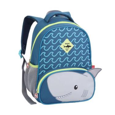 Imagem de Mochila Costas Creche Infantil Zoop Bichinhos Passeio Kids Cor:Tubarão