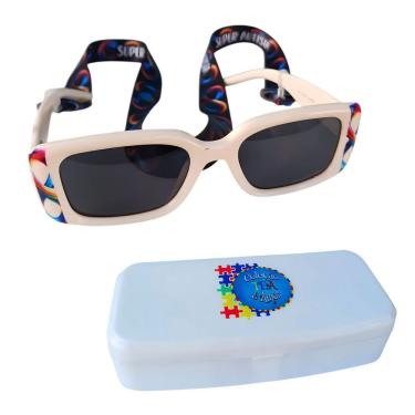 Imagem de Óculos Escuros Infantis Infinity Cream com Lentes Acrílicas Polarizadas para Conforto Sensorial, Acompanha Jogo