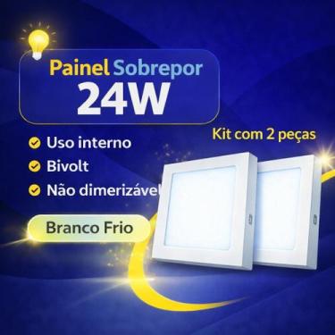 Imagem de Kit 02 Plafon Painel Led Sobrepor Quadrado 24w Branco Frio - LUXOR STO