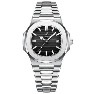 Imagem de Relógio Masculino Poedagar 613 Quadrado Aço inoxidável Branco, Preto, 