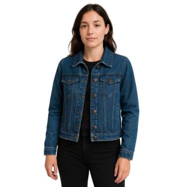 Imagem de Jaqueta Jeans Feminina - DLUX, Jeans azul escuro, G