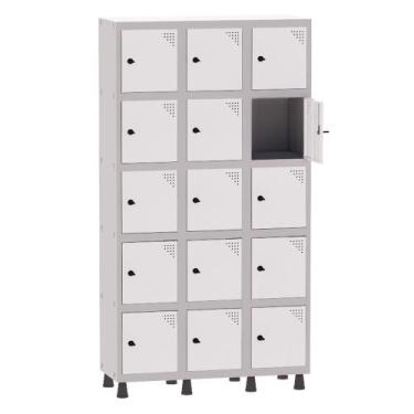 Imagem de Armário Guarda Volume Locker Roupeiro 3 Vãos 15 Portas Aço GRP503/15 C