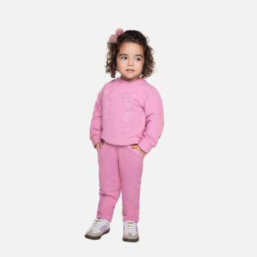 Imagem de Conjunto Casaco Moletom Bordado Flor E Calça Molecotton Infantil Menin