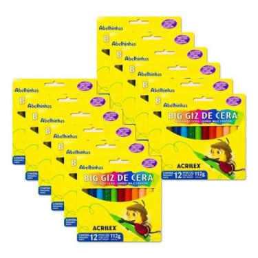 Imagem de Giz de cera jumbo Acrilex com 112g, kit com 12 caixas