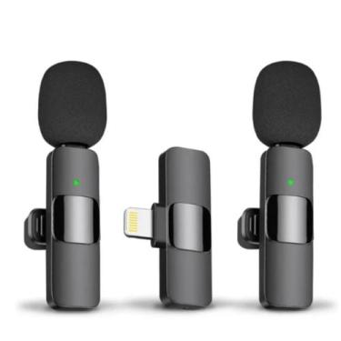 Imagem de Microfone Lapela Sem Fio Duplo Wireless Vídeo Alta Qualidade - Tomate,