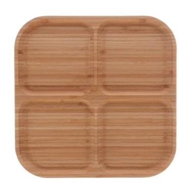 Imagem de Petisqueira de Bambu com 4 Divisórias Square 29,5cm x 29,5cm 1,6cm - L