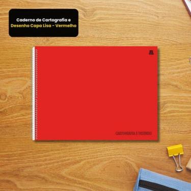 Imagem de Caderno de Cartografia Desenho Capa Lisa Vermelho Sem Pauta Escolar De