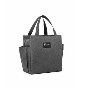 Imagem de Bolsa Térmica Cinza Com Alça Grande Lancheira Marmita - Genérico