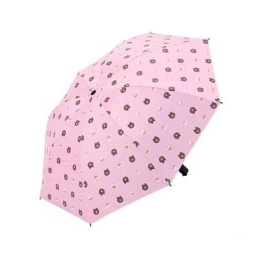 Imagem de Guarda Chuva Infantil Dupla Face Ursinho Rosa Protetor Solar - Kapbom,