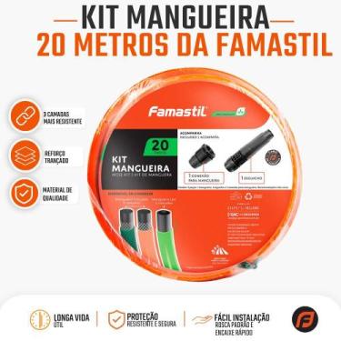 Imagem de Mangueira para Jardim Trançada Famastil 20m Esguicho e Conector 1/2